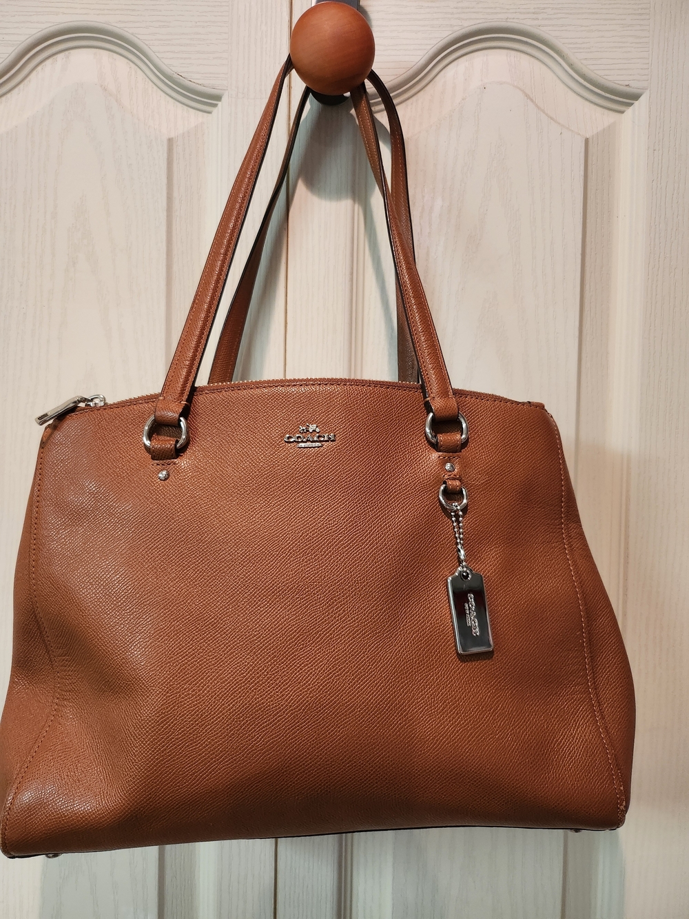 624. Coach Brown Leather Tote Bag - Signature Charm